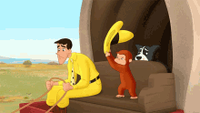 Fanning Curious George GIF