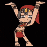 a cartoon character is dancing with her arms up