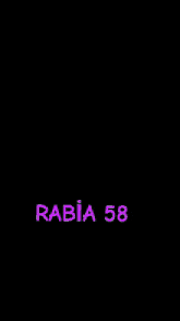 a dark background with radia 58 written in purple on it