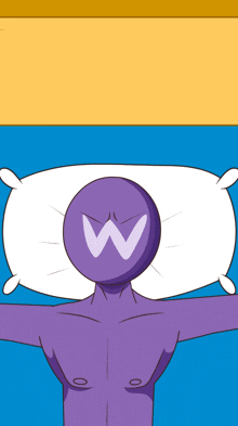 a cartoon of a man with a w on his head