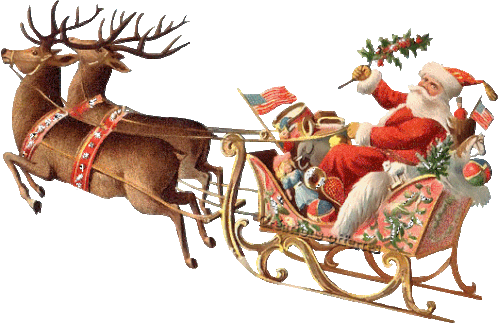 Santa Sleigh Sticker - Santa Sleigh Reindeer Stickers