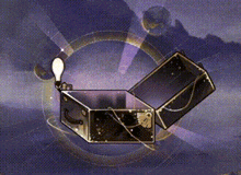 an illustration of an open suitcase with a light bulb inside of it .