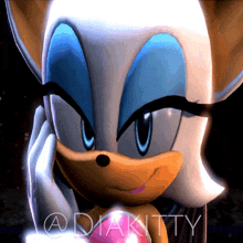 a close up of a cartoon character with the letters adiakitty in the corner