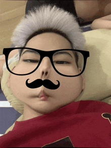 a man with glasses and a mustache on his face