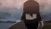a pixelated image of a man wearing a hat and a scarf