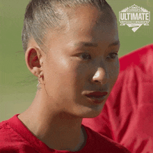 a close up of a woman 's face with the words canada 's ultimate challenge on the bottom