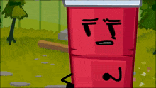 a cartoon drawing of a red cup with a face on it