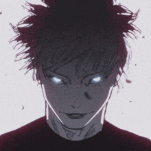 a drawing of a person with blue eyes