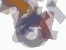 a drawing of a person 's face is surrounded by a bunch of geometric shapes