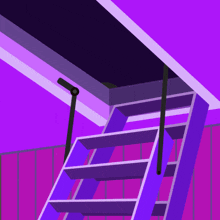 an illustration of a purple staircase leading up to the ceiling