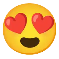 a yellow smiley face with red hearts in his eyes