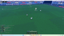 a soccer game is being played on a computer screen and the score is 0-1