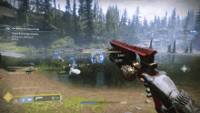 a screenshot of a video game called glimmer extraction shows a person holding a gun