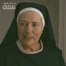 a nun says good day in front of a son of a griffin logo