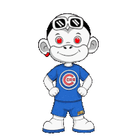 a cartoon character with a cubs shirt and shorts