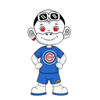 a cartoon character with a cubs shirt and shorts