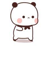 a cartoon panda bear is walking on a white background