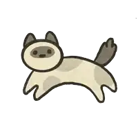a cartoon drawing of a cat with a swirl in its tail