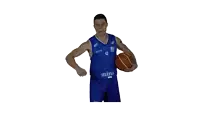 a man in a blue minis jersey holds a basketball in his hand
