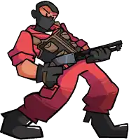 a cartoon of a man holding a gun with the number 7 on it