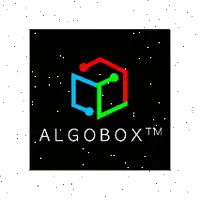 a logo for algobox with a cube in the middle