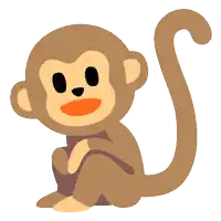 a cartoon monkey with a long tail is sitting down and smiling
