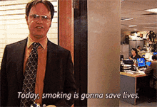 dwight the office smoking save lives cigar