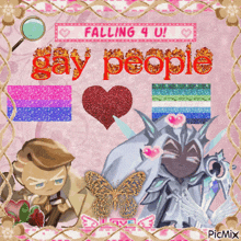 a picture with a heart and the words falling 4 u gay people on it