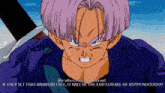 a cartoon character with purple hair says if they set that android free it will be the end for all of us nooooo