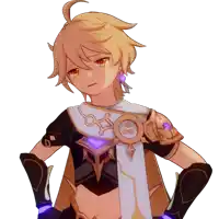 a character from a video game has a purple circle on his chest