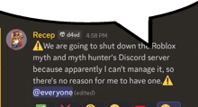 a screenshot of a discord conversation between recep and d4vd at 4:58 pm