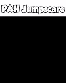 a drawing of a cat with purple hair and the words pah jumpscare on the bottom .