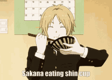 sakana eating shin cup