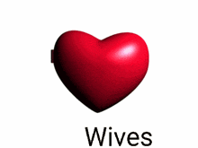 two red hearts with a picture of a man and a woman and the word wives underneath
