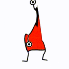 a cartoon character is doing a handstand with a red hat and a black arm .