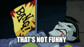 a cartoon of the joker holding a sign that says " bang "