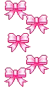 a row of pink bows on a white background .