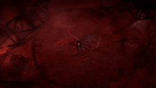 a cartoon character is laying down in a dark room in a red light .