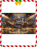 a poster for sonali and music with a treble clef on it
