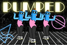 the word pumped is on a black background