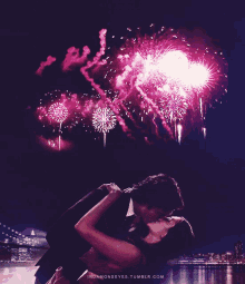 happy new year fireworks kiss make out