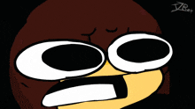 a cartoon drawing of a girl with a surprised look on her face has the letters jb on the bottom right