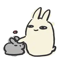 a cartoon drawing of a bunny with a heart above it