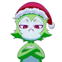a cartoon character wearing a santa hat looks angry