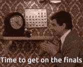 a man is clapping in front of a clock and a calendar that says december 1993