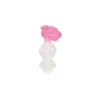 a white and pink object with a pink flower on top