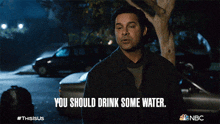 You Should Drink Some Water Miguel Rivas GIF - You Should Drink Some Water Miguel Rivas Jon Huertas GIFs