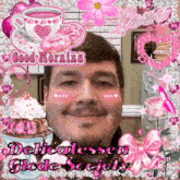 a picture of a man with the words good morning delicatessen glode society at the top