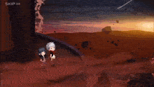 a screen shot of a video game with the word skip on the bottom