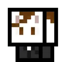 a pixel art drawing of a cow 's head with a black and white background .